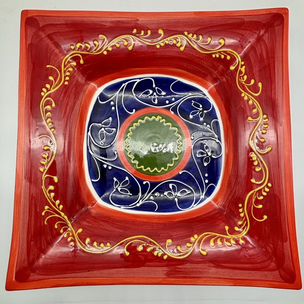 Padilla Padilla CPP Large Square Bowl Hand Painted Made in Spain 14-1/2 Inches